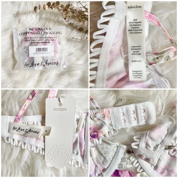 Victoria’s Secret For Love & Lemons Bra Mary Rose Underwire Small White Floral